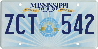 MS license plate ZCT542