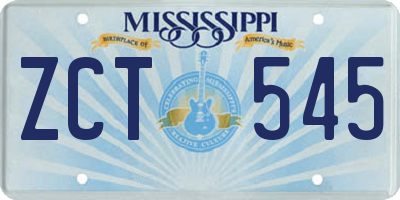 MS license plate ZCT545