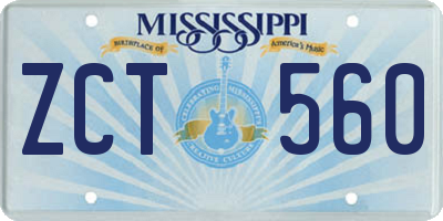 MS license plate ZCT560