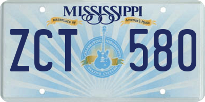 MS license plate ZCT580