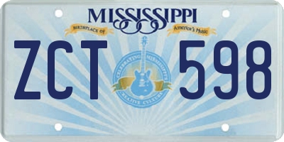 MS license plate ZCT598
