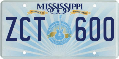 MS license plate ZCT600