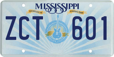 MS license plate ZCT601