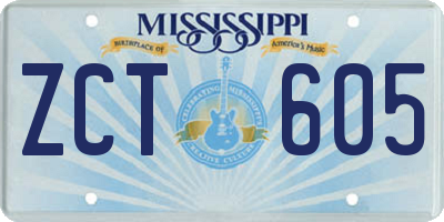 MS license plate ZCT605