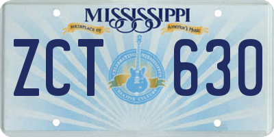 MS license plate ZCT630