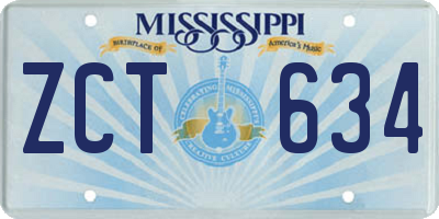 MS license plate ZCT634