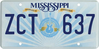 MS license plate ZCT637