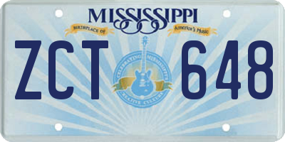 MS license plate ZCT648