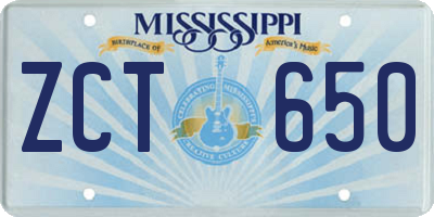 MS license plate ZCT650