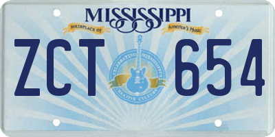 MS license plate ZCT654