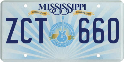 MS license plate ZCT660