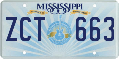 MS license plate ZCT663