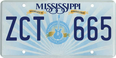 MS license plate ZCT665