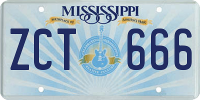 MS license plate ZCT666