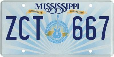 MS license plate ZCT667
