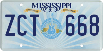 MS license plate ZCT668