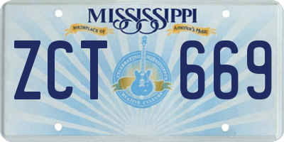 MS license plate ZCT669
