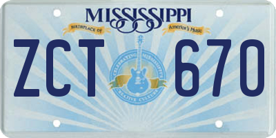 MS license plate ZCT670