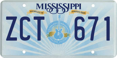 MS license plate ZCT671