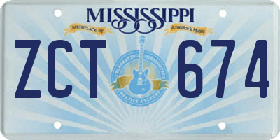 MS license plate ZCT674