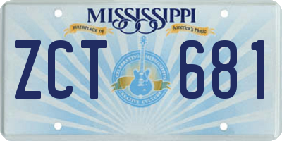 MS license plate ZCT681