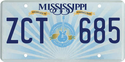 MS license plate ZCT685
