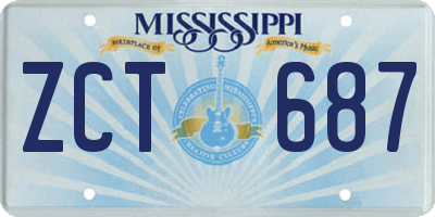 MS license plate ZCT687
