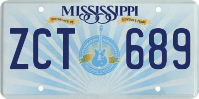 MS license plate ZCT689