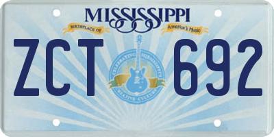MS license plate ZCT692