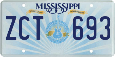 MS license plate ZCT693