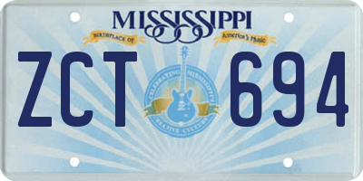 MS license plate ZCT694