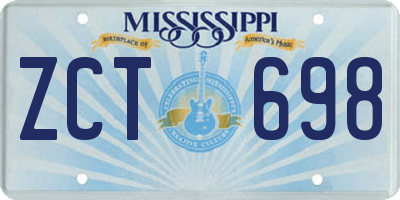 MS license plate ZCT698