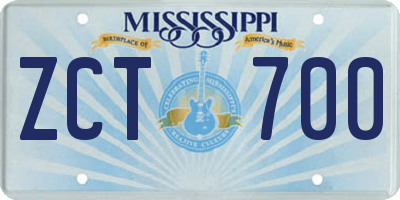 MS license plate ZCT700