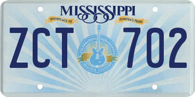 MS license plate ZCT702