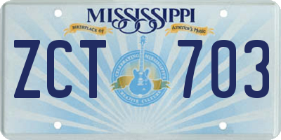 MS license plate ZCT703