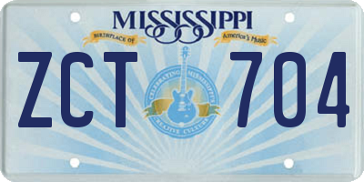 MS license plate ZCT704