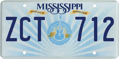 MS license plate ZCT712