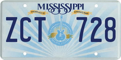 MS license plate ZCT728