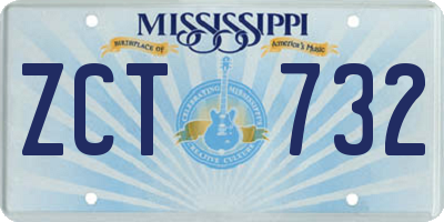 MS license plate ZCT732