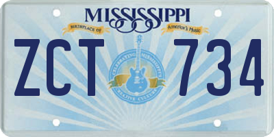 MS license plate ZCT734