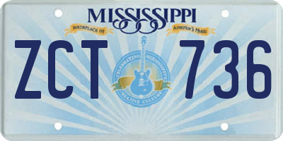 MS license plate ZCT736