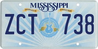 MS license plate ZCT738