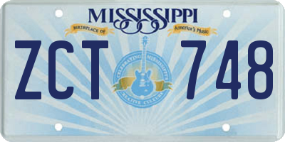 MS license plate ZCT748