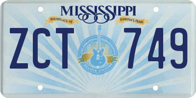 MS license plate ZCT749