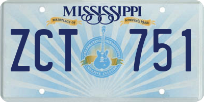 MS license plate ZCT751