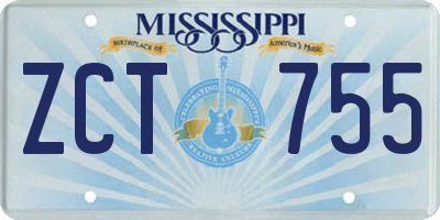 MS license plate ZCT755