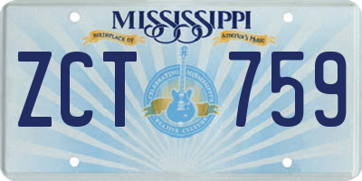 MS license plate ZCT759