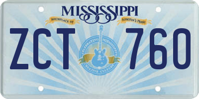 MS license plate ZCT760
