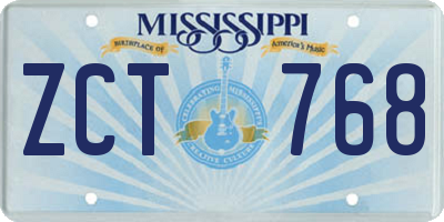 MS license plate ZCT768