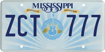 MS license plate ZCT777
